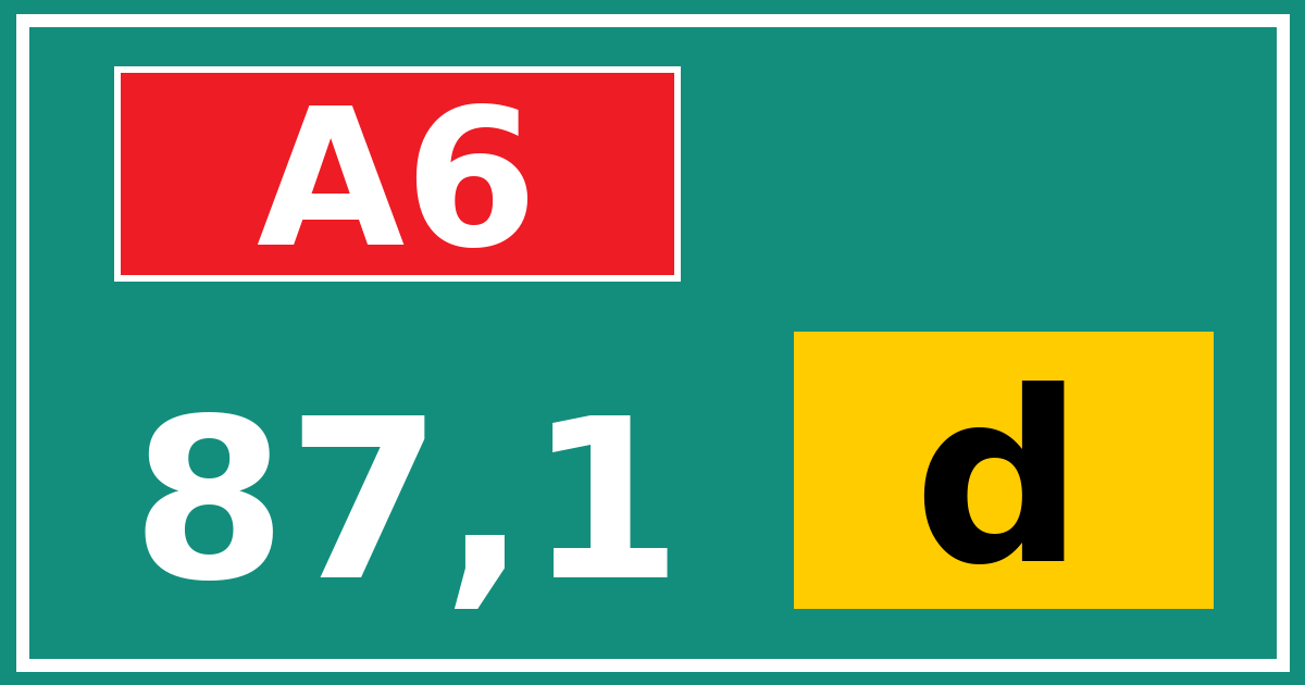 Hectometerbord A6 87,1 letter d