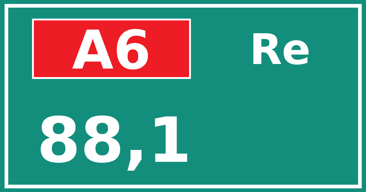 Hectometerbord A6 88,1 zijde Re
