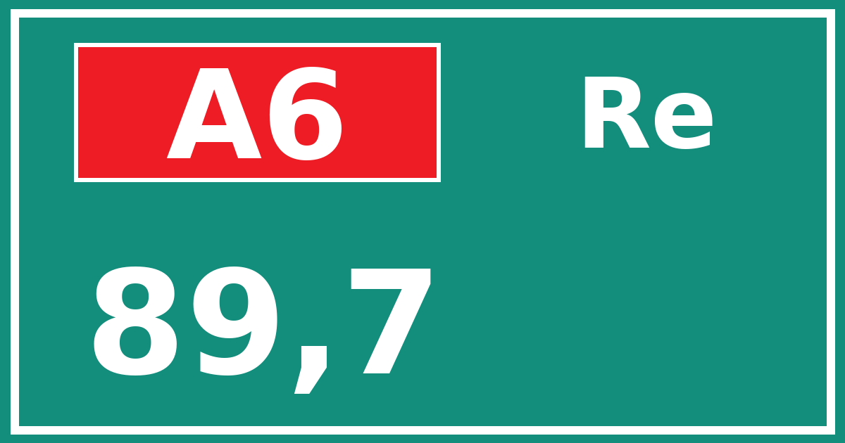 Hectometerbord A6 89,7 zijde Re