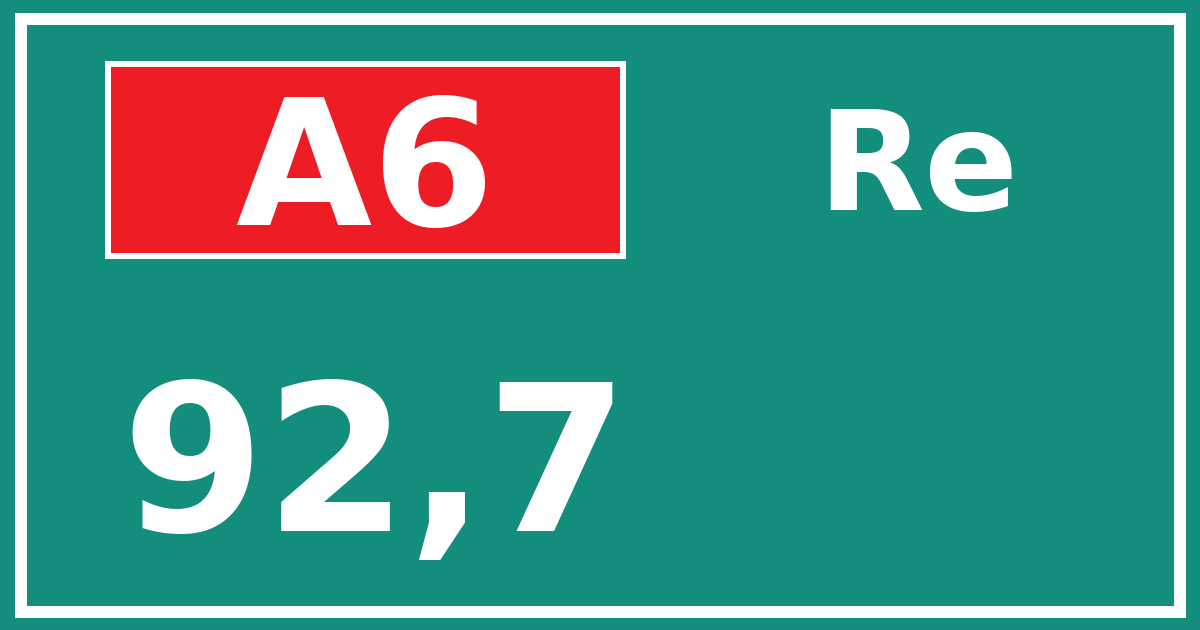 Hectometerbord A6 92,7 zijde Re