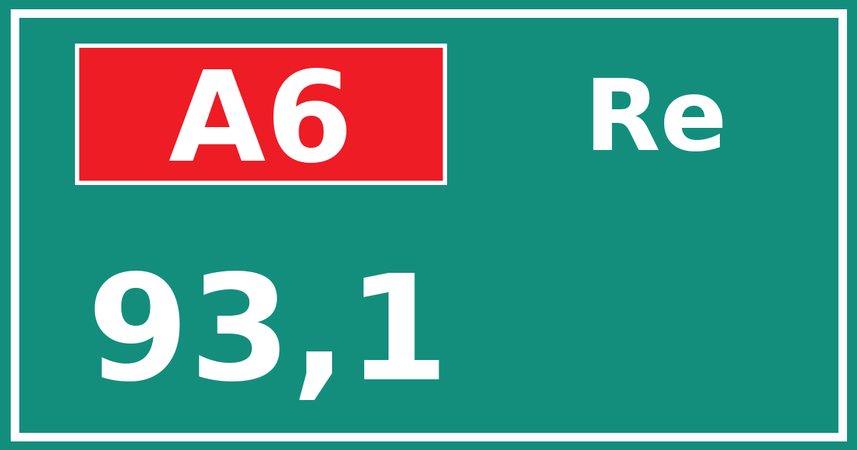 Hectometerbord A6 93,1 zijde Re