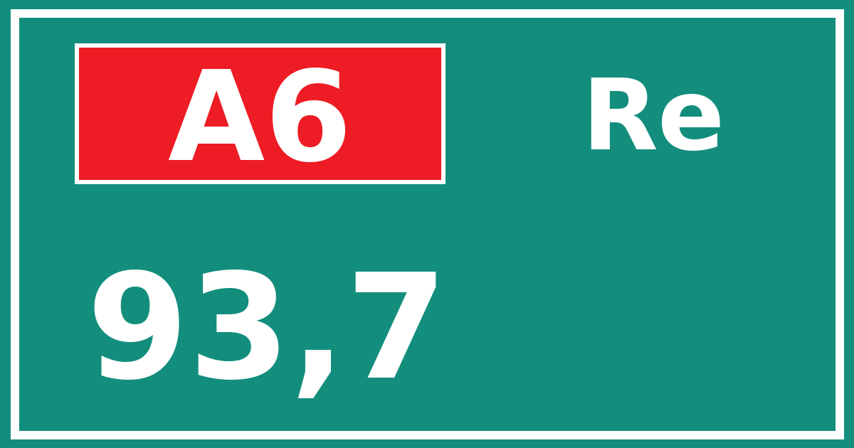Hectometerbord A6 93,7 zijde Re