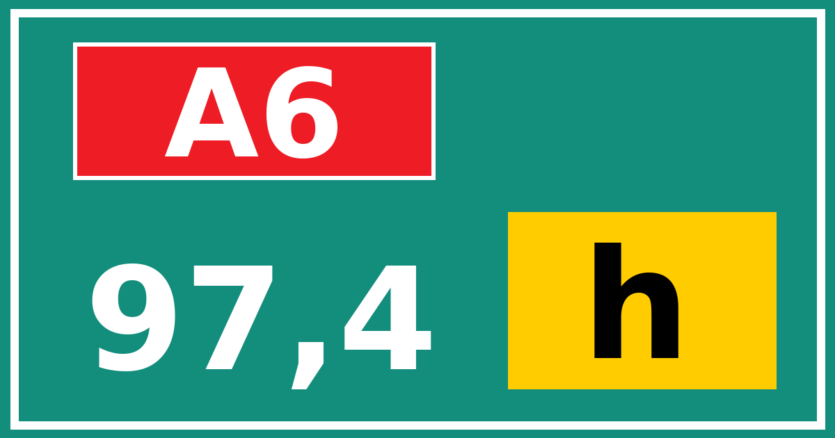 Hectometerbord A6 97,4 letter h