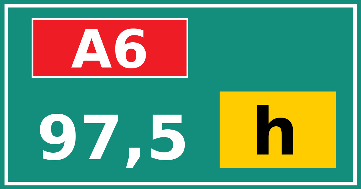Hectometerbord A6 97,5 letter h