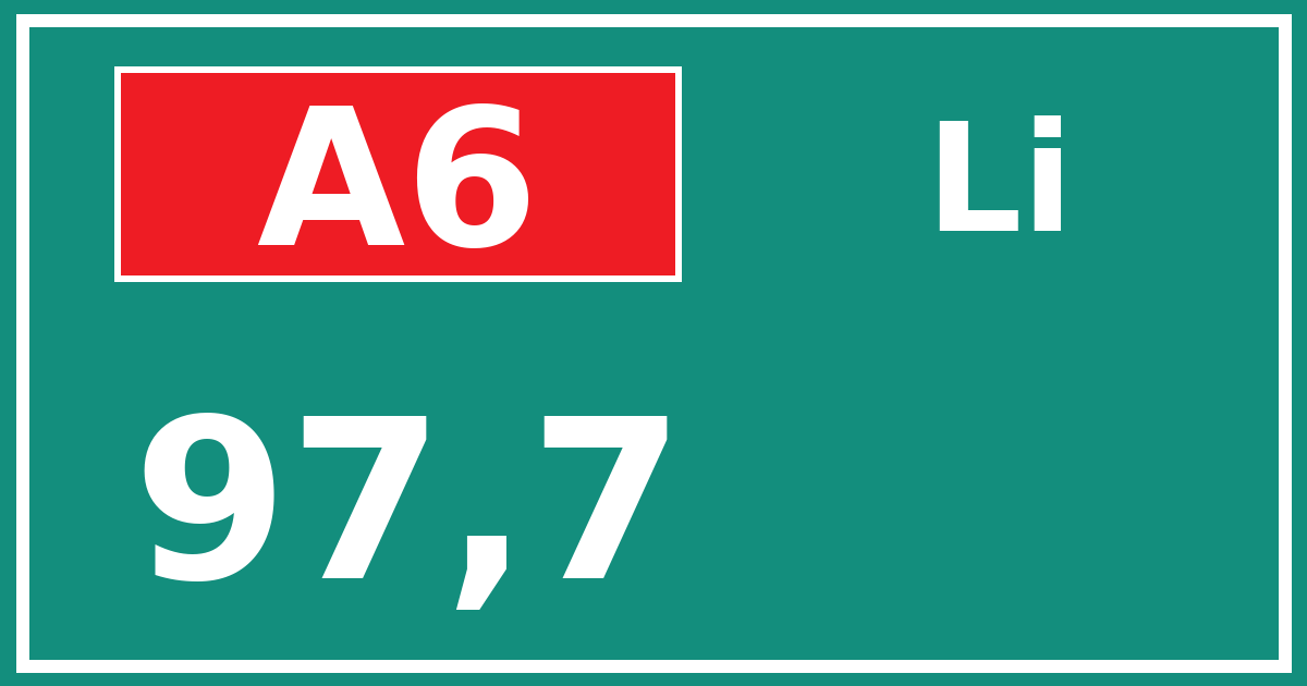 Hectometerbord A6 97,7 zijde Li