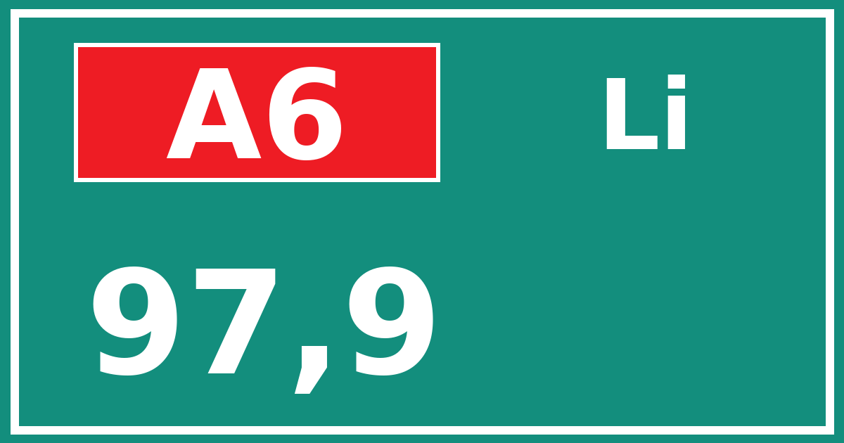 Hectometerbord A6 97,9 zijde Li