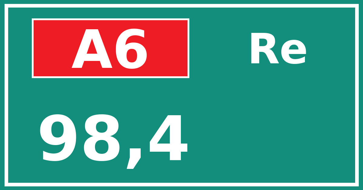 Hectometerbord A6 98,4 zijde Re