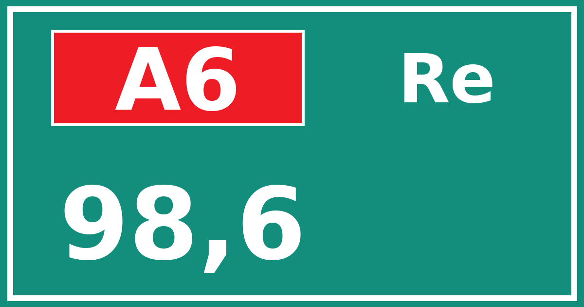 Hectometerbord A6 98,6 zijde Re