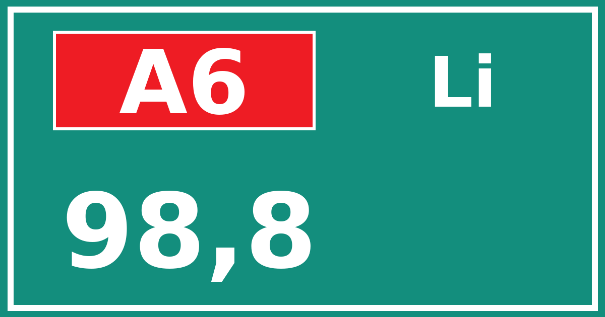Hectometerbord A6 98,8 zijde Li