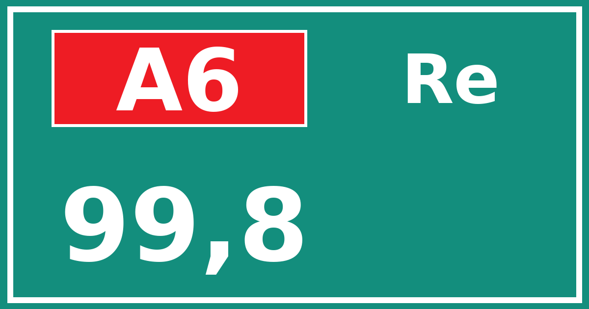 Hectometerbord A6 99,8 zijde Re