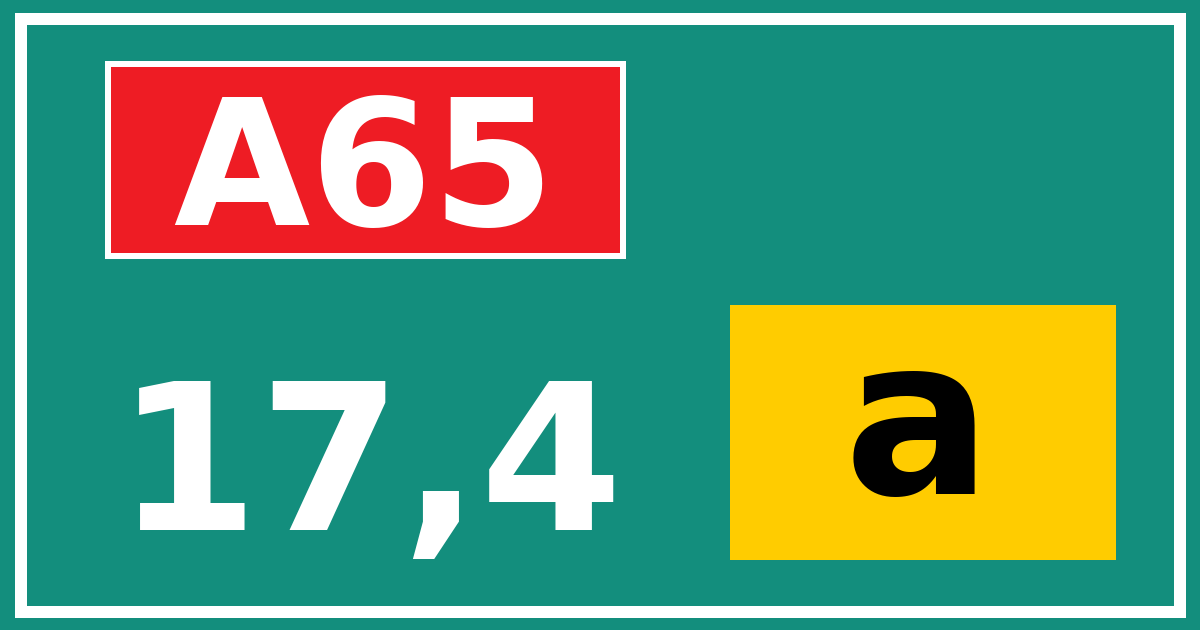 Hectometerbord A65 17,4 letter a