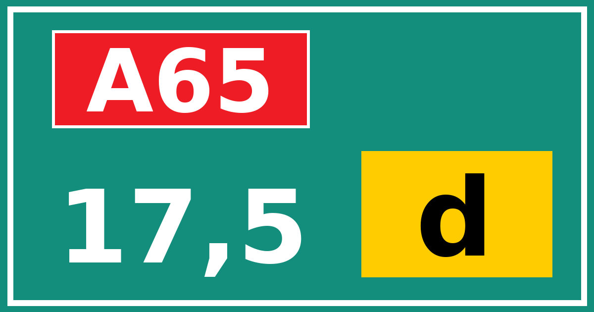 Hectometerbord A65 17,5 letter d