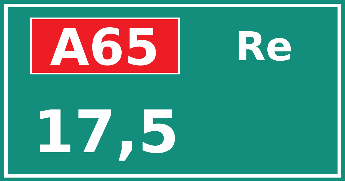 Hectometerbord A65 17,5 zijde Re