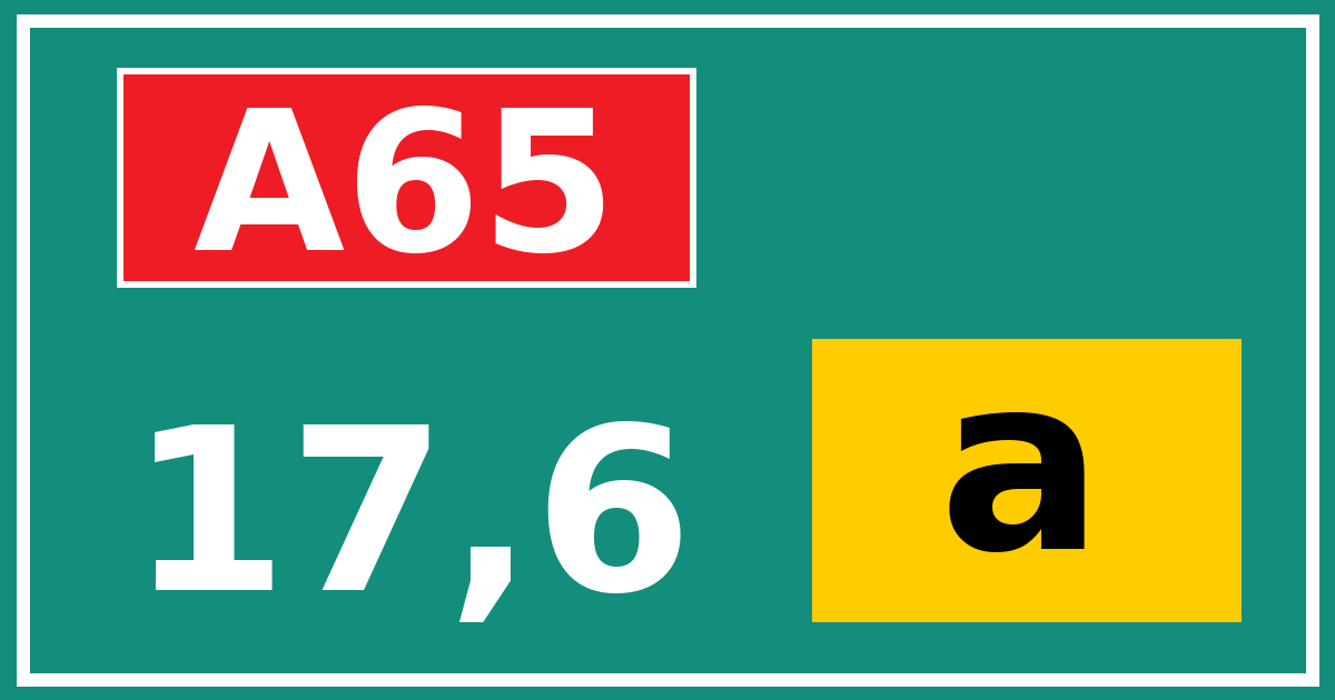 Hectometerbord A65 17,6 letter a