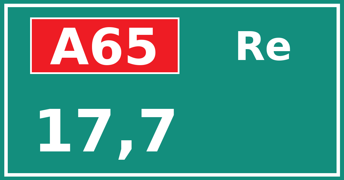 Hectometerbord A65 17,7 zijde Re