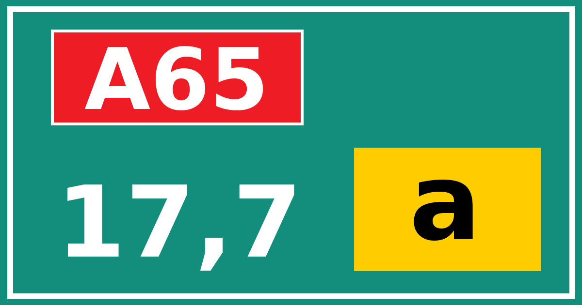 Hectometerbord A65 17,7 letter a