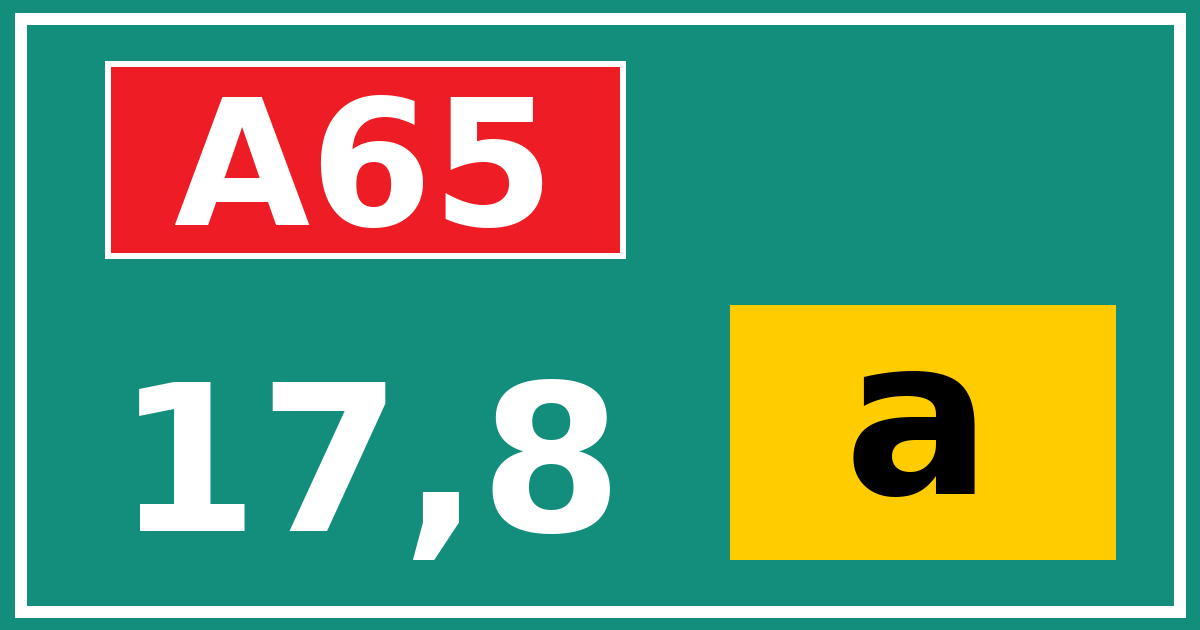 Hectometerbord A65 17,8 letter a