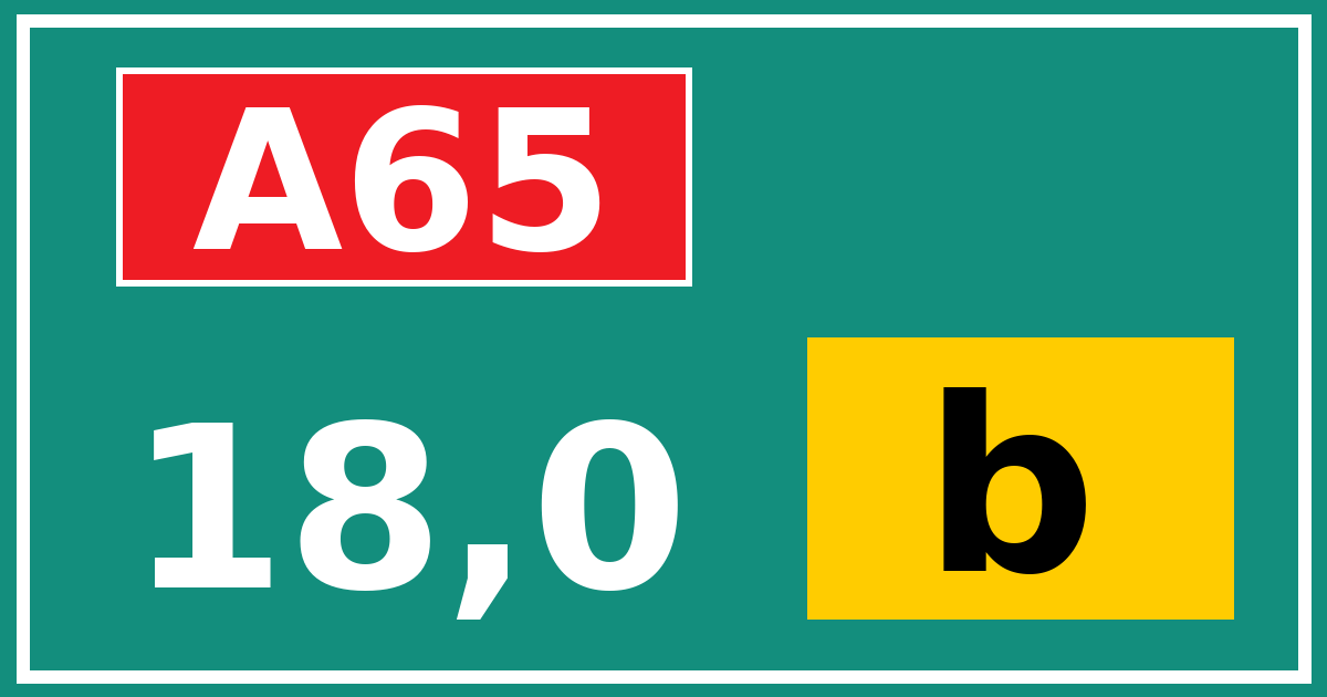 Hectometerbord A65 18,0 letter b