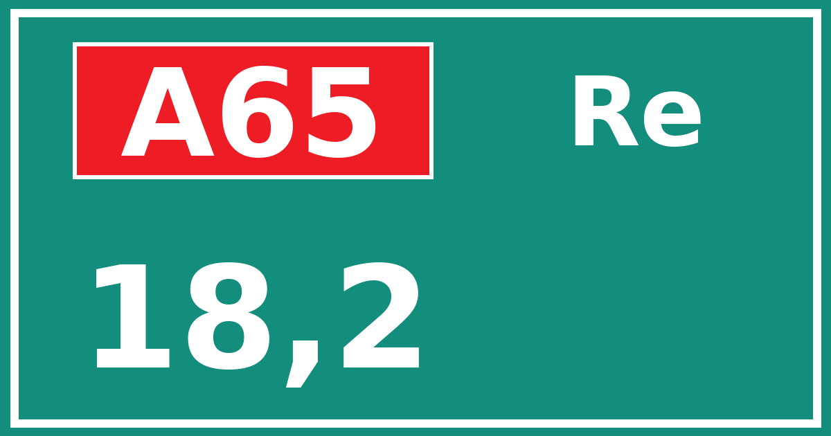 Hectometerbord A65 18,2 zijde Re
