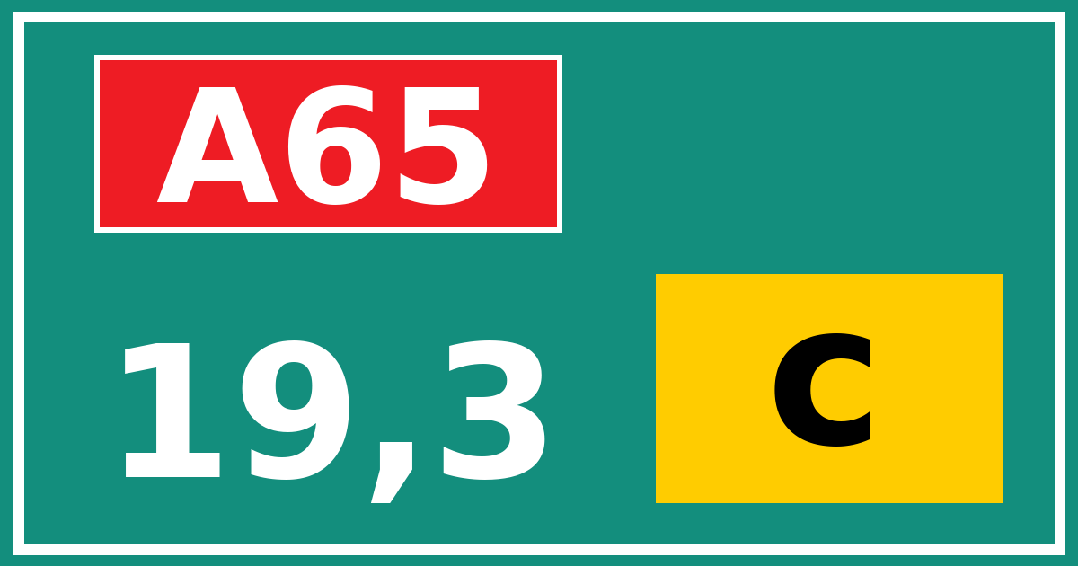 Hectometerbord A65 19,3 letter c