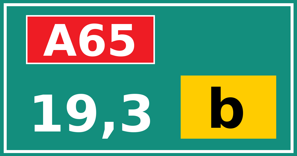 Hectometerbord A65 19,3 letter b