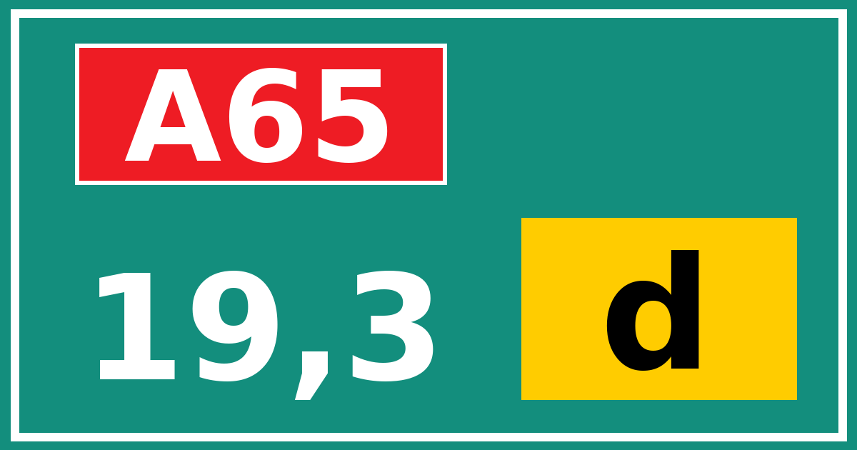 Hectometerbord A65 19,3 letter d