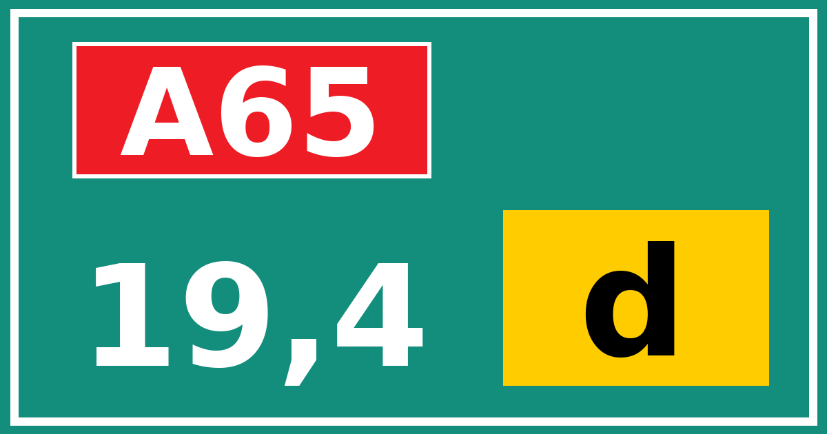 Hectometerbord A65 19,4 letter d