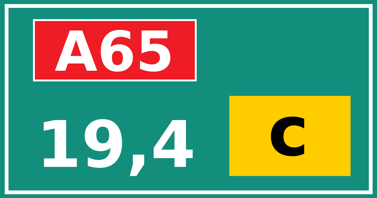 Hectometerbord A65 19,4 letter c
