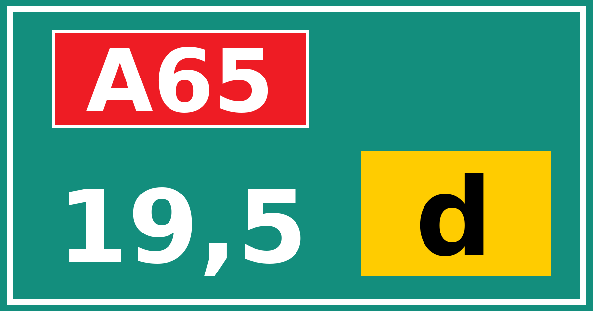 Hectometerbord A65 19,5 letter d