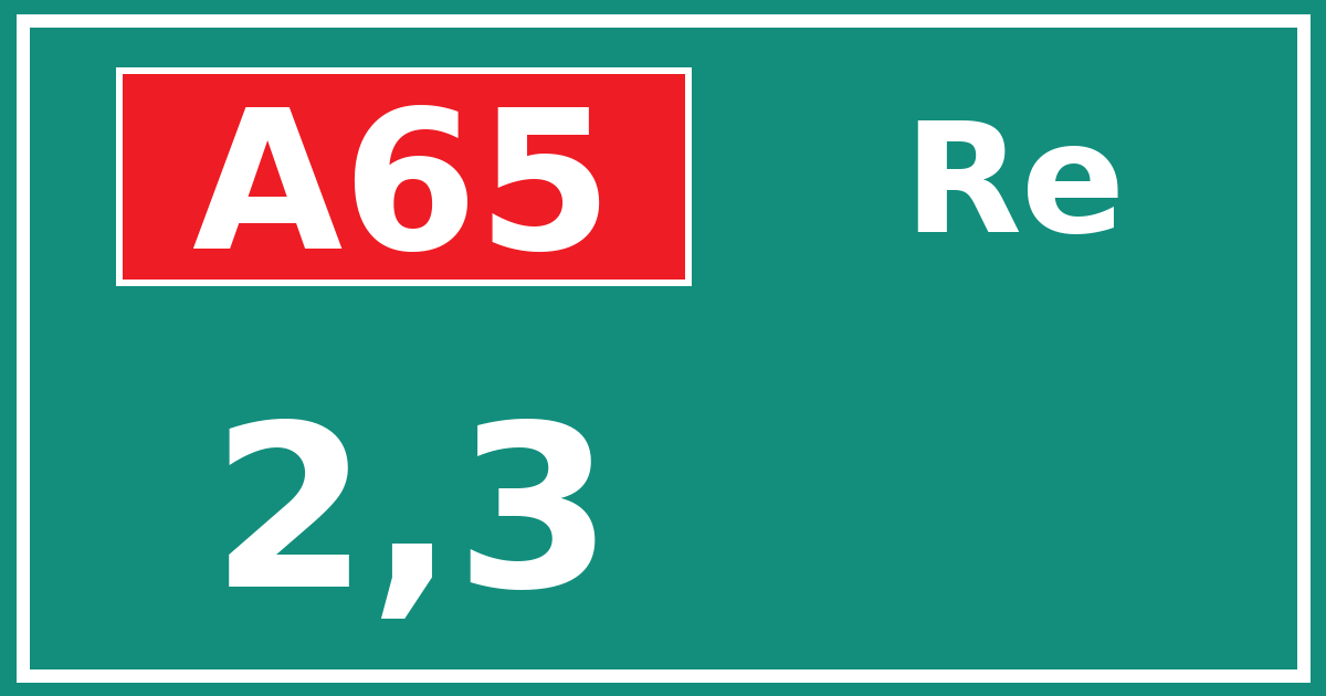 Hectometerbord A65 2,3 zijde Re