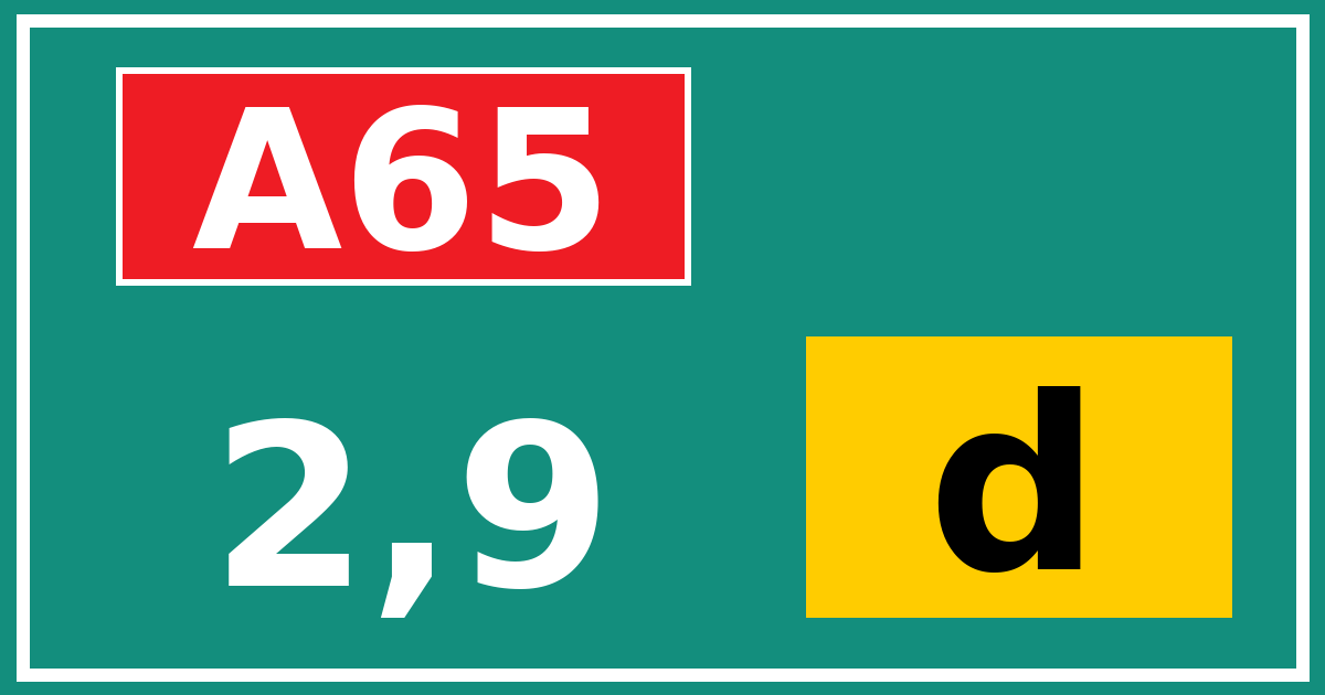 Hectometerbord A65 2,9 letter d
