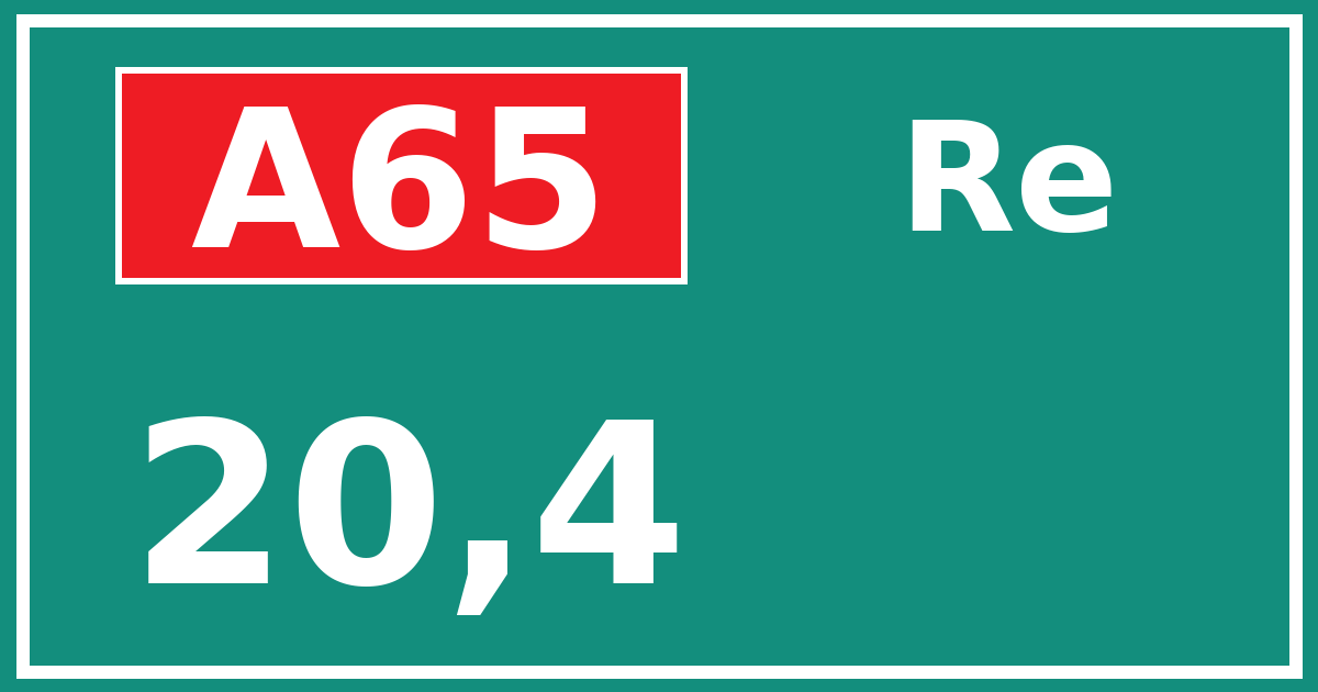 Hectometerbord A65 20,4 zijde Re
