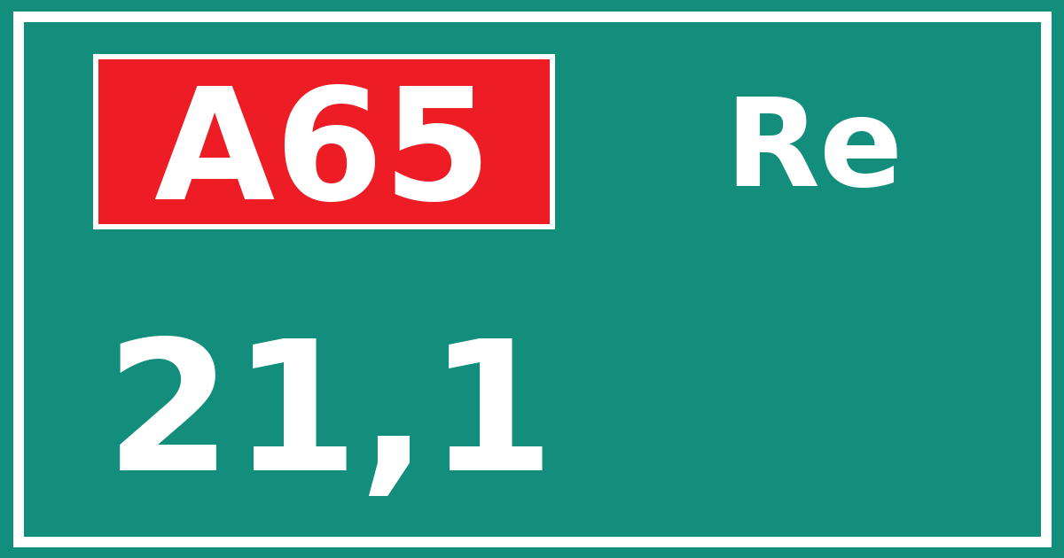 Hectometerbord A65 21,1 zijde Re