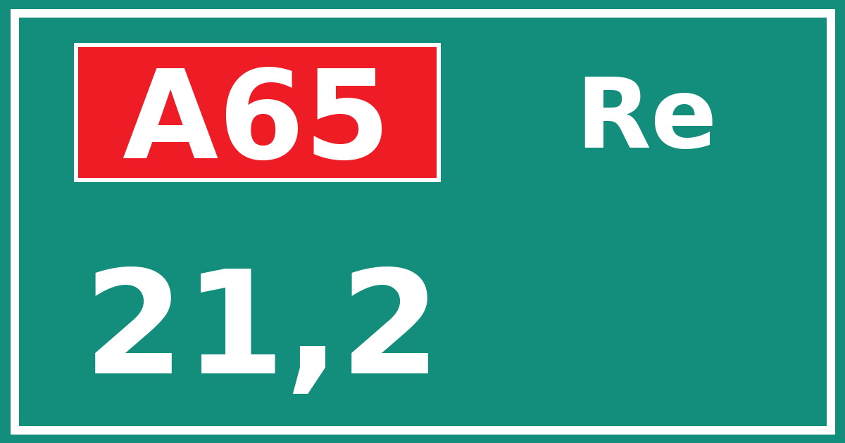 Hectometerbord A65 21,2 zijde Re