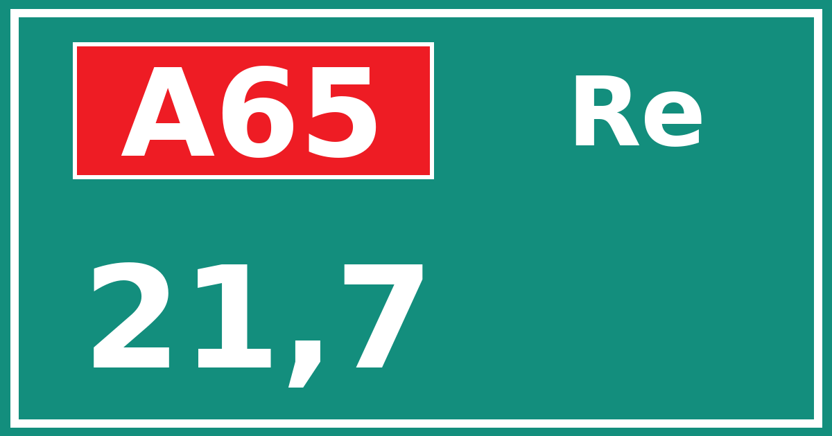 Hectometerbord A65 21,7 zijde Re