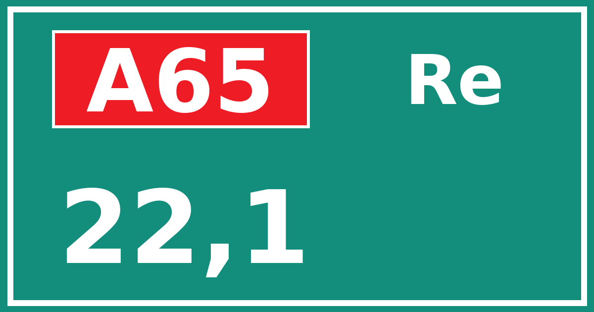 Hectometerbord A65 22,1 zijde Re