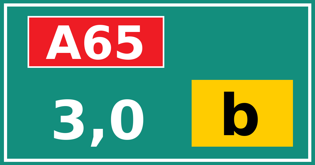 Hectometerbord A65 3,0 letter b