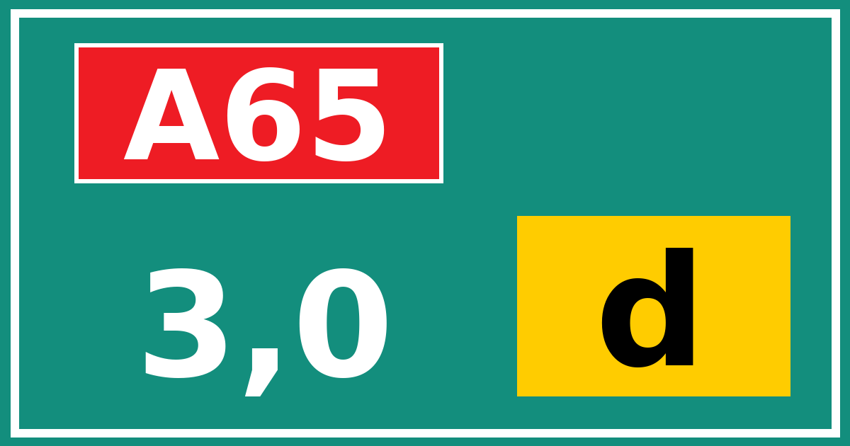 Hectometerbord A65 3,0 letter d