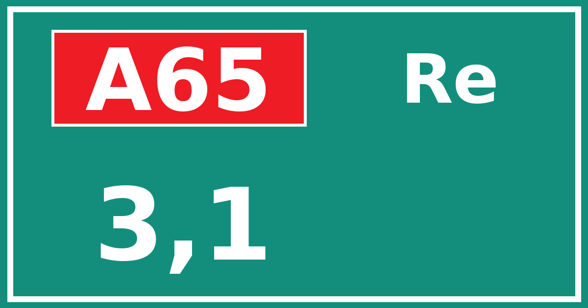 Hectometerbord A65 3,1 zijde Re