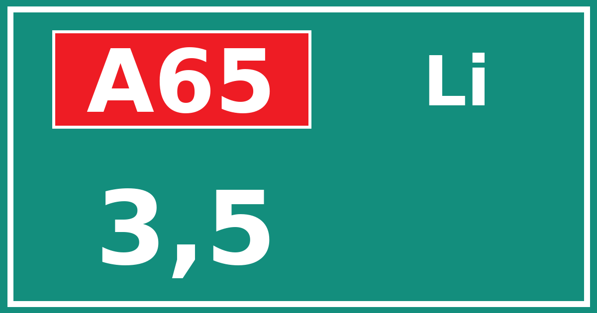 Hectometerbord A65 3,5 zijde Li