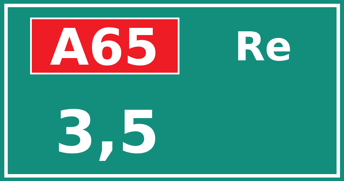 Hectometerbord A65 3,5 zijde Re