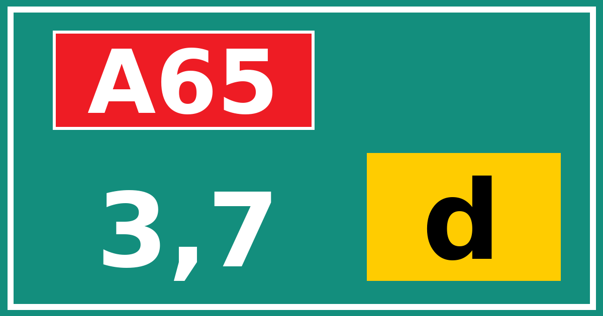 Hectometerbord A65 3,7 letter d
