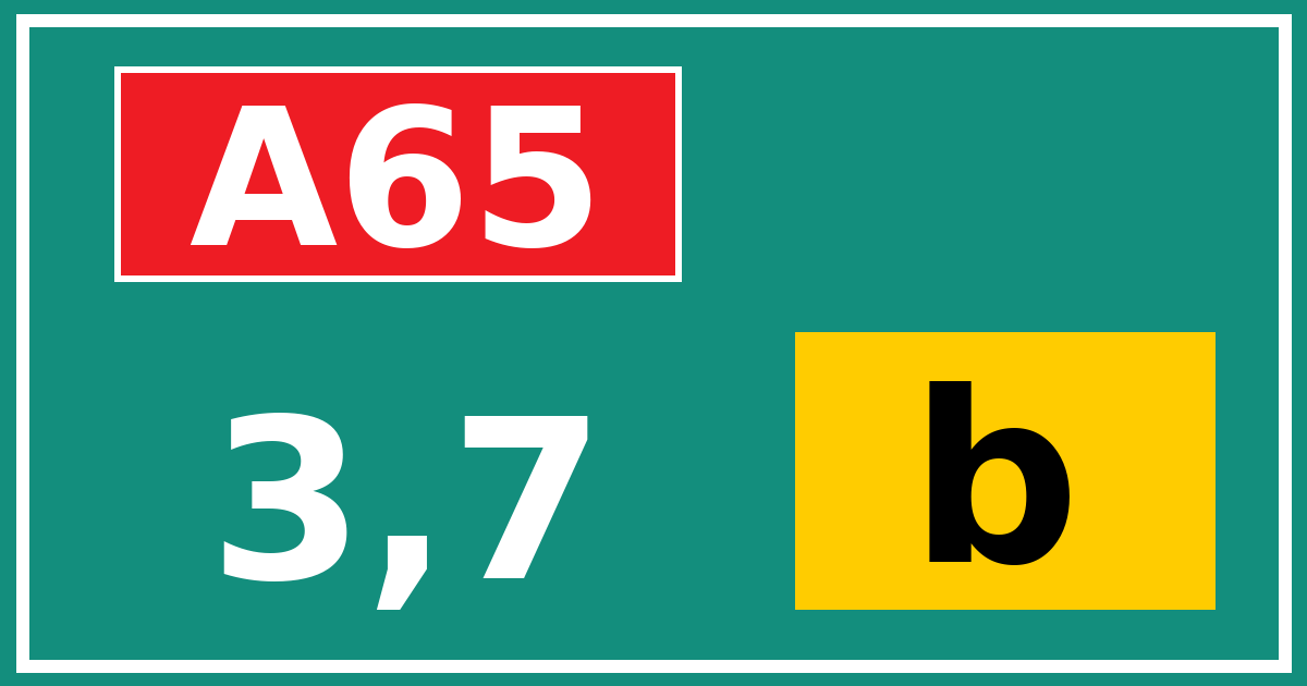 Hectometerbord A65 3,7 letter b