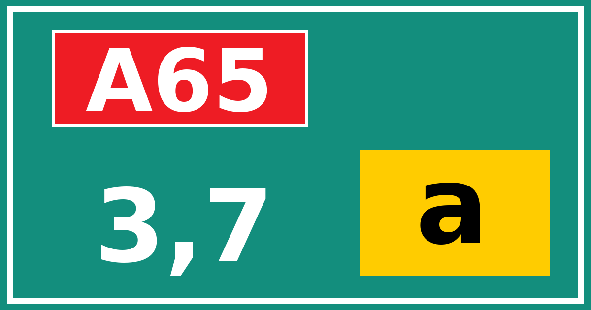 Hectometerbord A65 3,7 letter a