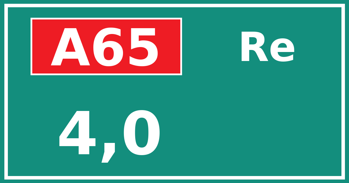 Hectometerbord A65 4,0 zijde Re