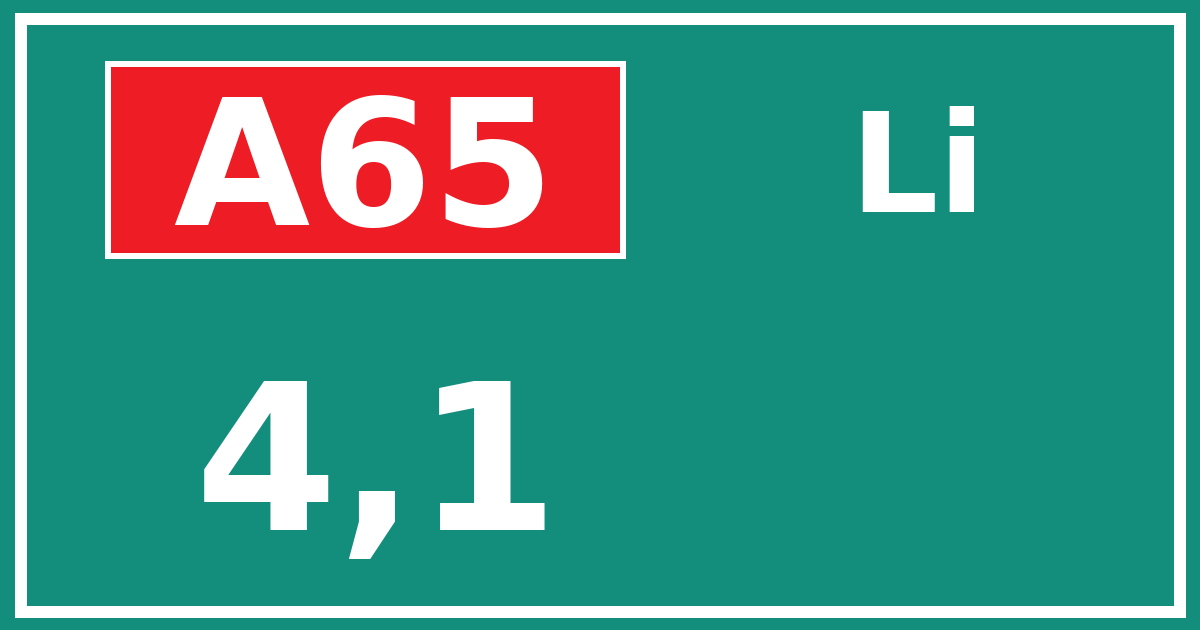 Hectometerbord A65 4,1 zijde Li