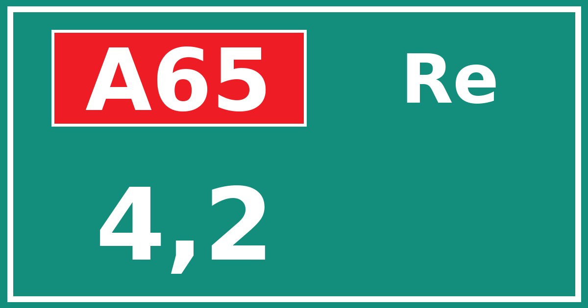 Hectometerbord A65 4,2 zijde Re