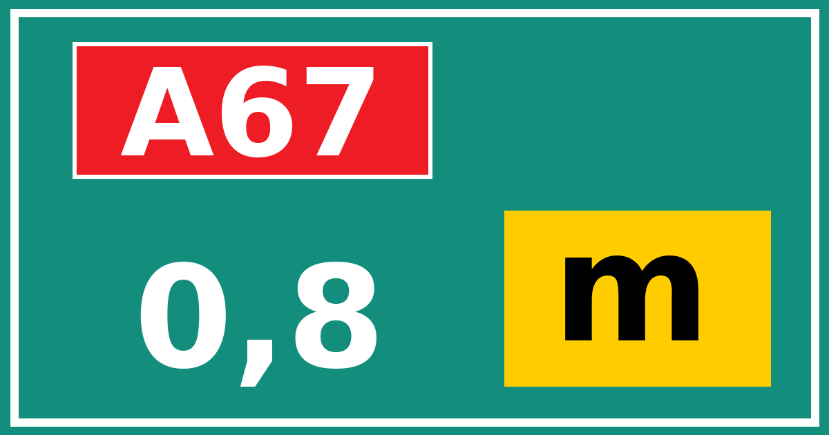 Hectometerbord A67 0,8 letter m