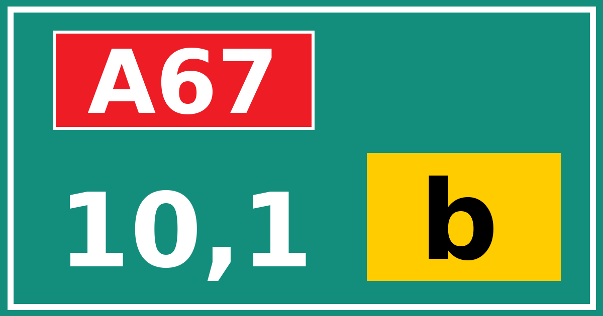 Hectometerbord A67 10,1 letter b
