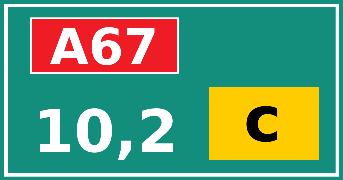 Hectometerbord A67 10,2 letter c
